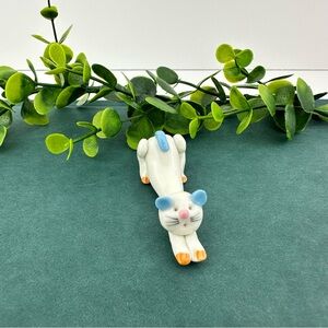 Vintage Mini Cat Figurine Stretching Laying Down